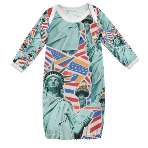 BCFHRGT Cartoon Fashion Statue Of Liberty Newborns Baby Kimono Soft Cotton