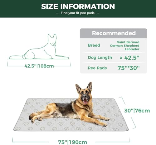 Image of FXW Washable Pee Pads for Dogs, Leak-Proof & Non-Slip, Specifically Designed for Potty Training, 30 inch x 75 inch Rectangle, Khaki, 1 Pack