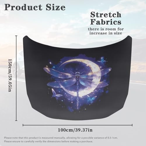 Image of Car Hood Cover,Universal Car Hood Cover Protector Suitable Most Automotive Sedans Trucks Pickup Sports Cars,Car Accessories Dragonfly Moon Print