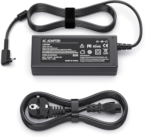 BIUBOTY 65W Cargador Acer portatil Compatible con Acer Aspire 3 5 S7, Swift 3 SF314-51 SF314-52 Swift 1, Chromebook C720 C740 CB3 C810 CB5 AC Adaptador (3.0 * 1.1mm)