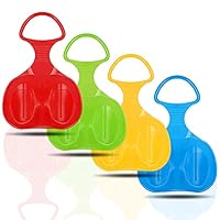 4 Stück Schneeteller Schneerutscher, Dauerhaft Schneeflitzer, Poporutscher Erwachsene Kinder, Schneeflitzer Schlitten Bob mit Handgriff, Anschließbarer Schneerutscher für Kinder Erwachsene (C)