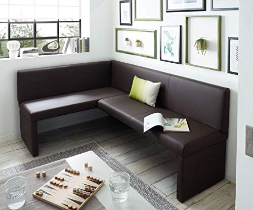 generisch Eckbank Kunstleder Esszimmerbank Sitzbank Sitzecke Küchen-Bank (140x200, braun)