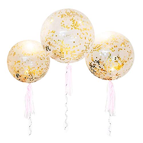 36 Inch Jumbo Confetti Balloons,Set of 6,with Gold Confetti,for Party by GXONE - Used condition - US$10.97