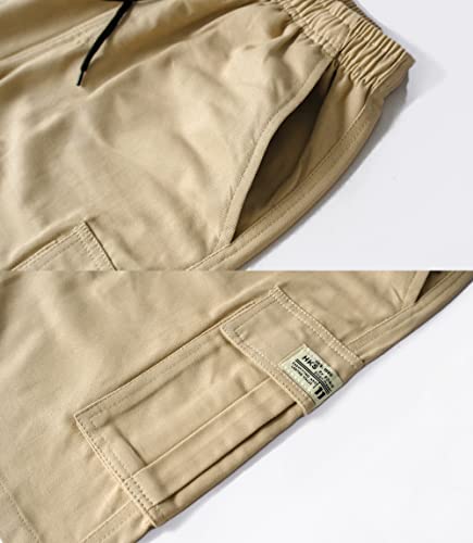 Tlaenson Boys Cargo Shorts Kids Drawstring Elastic Waist School Summer Bermuda Shorts Khaki 6-7 Years/Size 130 #TOP4