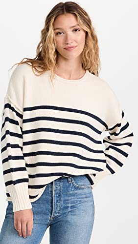 Madewell Women's Conway Pullover Sweater In Stripe, Antique Cream, Xxs #TOP1