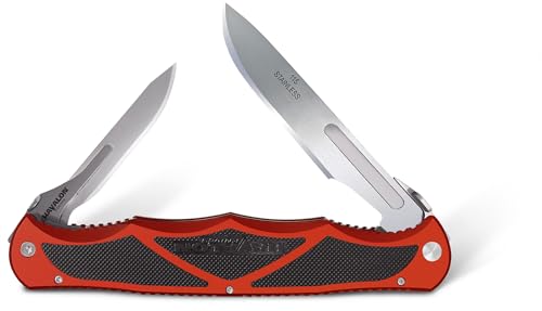 Havalon Hydra Dual-Blade Hunting and Fillet Knife Kit with 15 Replaceable Baracuta and Piranta Blades and Zippered Holster, Brick Red