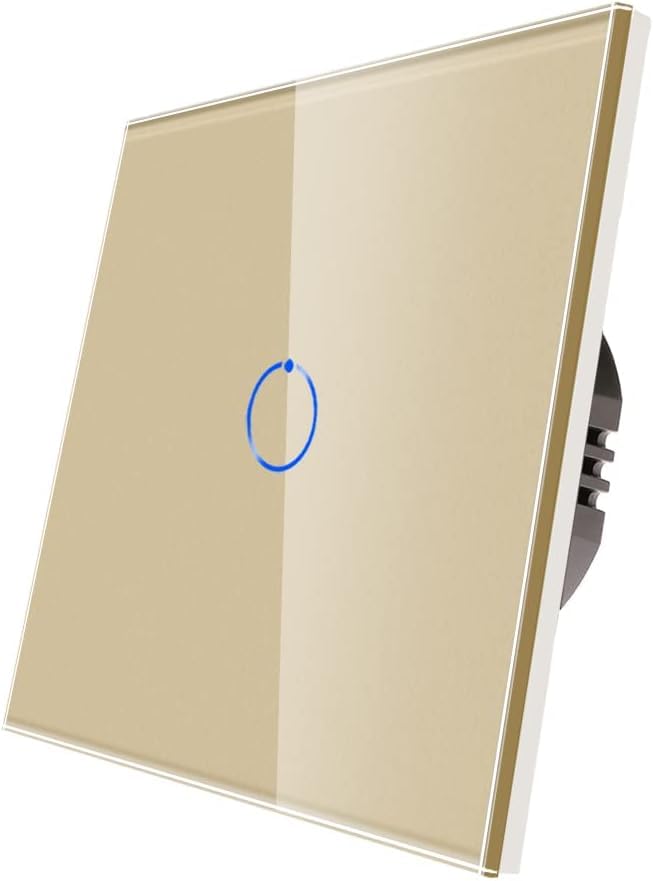 Image of QNQ SMART WiFi TOUCH SWITCH 1 GANG (20 amps) 4000 WATTS /SWITCH GLASS :SUITABLE FOR A /C. WATER HEATER. Home Automation. fits in 2 module concealed board (GOLD)