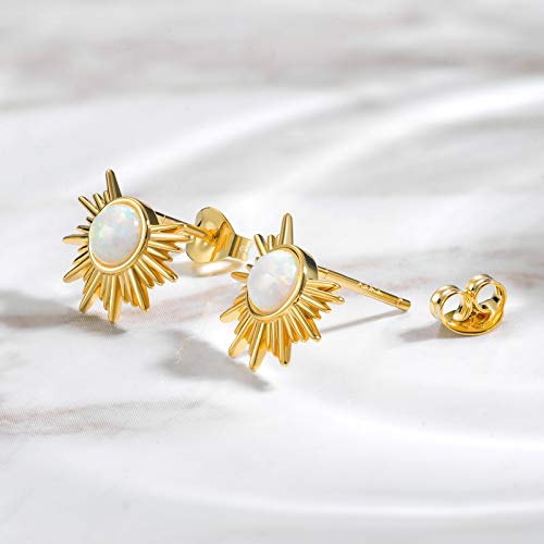 Gold Star and Sunburst Stud Earrings - AllenCOCO Ear Climbers Earrings for Women, 14K Gold Plated, 925 Silver Post Hypoallergenic2