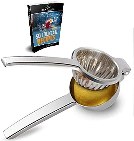 Lemon Press - Hand Juicer Stainless Steel Lemon Lime Squeezer In and E- Book: 50 Bartender Recipes