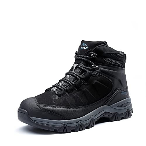NORTIV 8 Men's Waterproof Winter Hiking Boots Outdoor Trekking Mid Backpacking Mountaineering Shoes,Size 9 Black SNHB2210M
