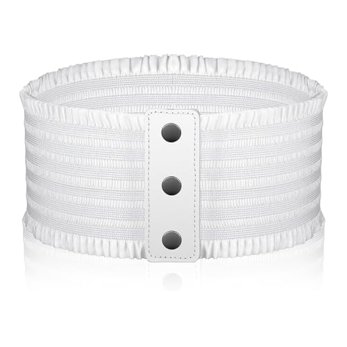 JIEYAO Breite Elastische Taille Gürtel für Frauen,Taillengürtel Damen Breit mit Druckknopf Korsett für Kleider(Weiß)