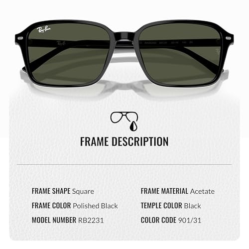 Ray-Ban RB2231 RAIMOND Square Shaped Sunglasses for Men & Women with Official RAYBAN Eyewear Kit3
