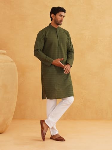 Image of SOJANYA Elegant Pastel Color Embellished Kurta for Men | Minimal Embroidery Festive & Ethnic Wear