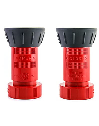 Image of QWORK Fire Hose Nozzle, 1-1 /2 inch Heavy Duty NPSH Thermoplastic Constant Flow Fog Nozzle, Fire Equipment, 2 Pack