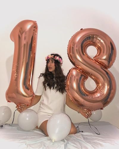 Image of 40 In Rose Gold Number 4 Balloon, 4th Birthday Party Decorations for Women