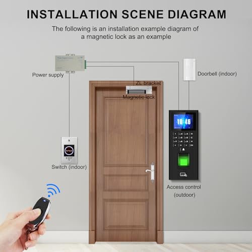 XYBkey Kit complet de contrôle d'accès biométrique à empreintes digitales, serrure de porte à clavier RFID, système de temps et de présence, ouvre-porte intelligent à distance, serrure – vue 5