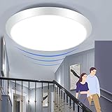 ZMH LED Deckenleuchte mit Bewegungsmelder Deckenlampe Innen I 15W Flurlampe Decke mit Bewegungssensor I IP44 Wasserdicht Sensor Lampe 4000K für Bad Garage Werkstatt Keller Balkon I Ø30CM