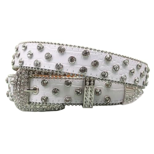 Ceinture punk brillante à paillettes et strass scintillants glamour