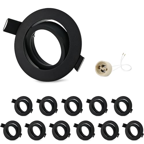 GeyouLux 12er Einbaustrahler Rahmen GU10 Aluminium Schwenkbar Schwarz Einbauspots Einbauleuchten Spâ€¦ – Miniatur