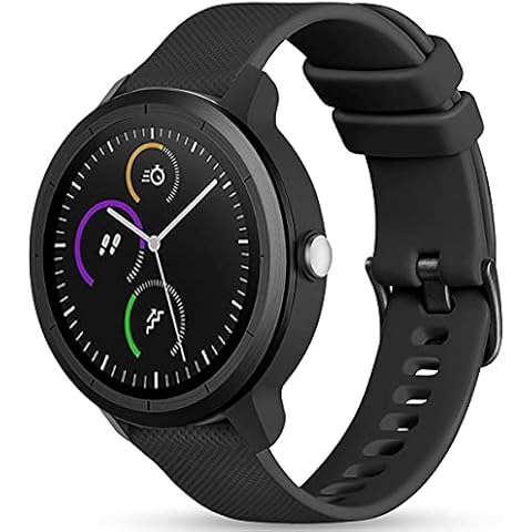 Vobafe 20mm Strap Compatible with Garmin Vivoactive 3 Strap, Soft Silicone Strap Replacement Wristband for Garmin Vivoactive 3 Music/Venu/Vivomove 3/Luxe/Style/HR/Forerunner 245/645 Music, Black Cover