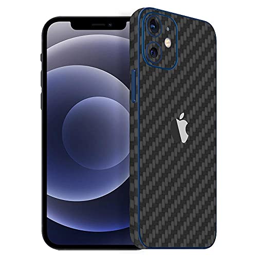 Skin Adesiva Película Traseira p/Iphone 12 Várias Cores - Fibra de Carbono Preta