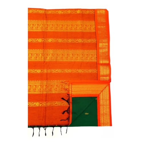 Image of Pure Kalyani Cotton Saree | Zari Border & Blouse Piece - Lata Gadwal Design | Traditional Saree