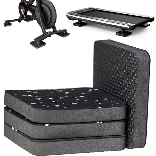 Treadmill Mat Pads,Walking Pad Mat for Bike Hardwood Floors&Carpet, 4 Packs 3.94'x3.94'x0.6' Exercise Equipment Matt Hardwood,Rubber Foam Noise Reduce&Shocking Absorber Gym Floor Protector Padding