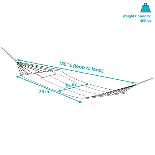 Sunnydaze Outdoor Quilted Fabric Hammock - Two-Person With Spreader Bars - Heavy-Duty 450-Pound Capacity - Canyon Sunset #TOP2