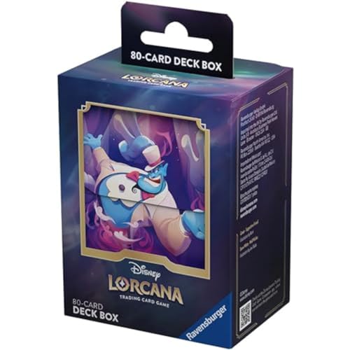 Ravensburger Disney Lorcana TCG Deck Box Featuring Genie – Supportive Friend by Koni | Securely Stores 80 Sleeved Cards | Durable & Portable Organizer for TCG Players | Ages 8+