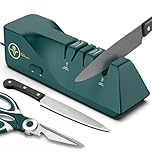 Knife Sharpener, Diamond Abrasives Electric Knife Sharpener for Stainless Steel and Ceramic Knives, with Dust Collection Box, Quick Sharpening & Polishing