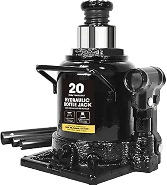 Big RED 20 Ton (40,000 LBs) Torin Hydraulic Stubby Low Profile Car Bottle Jack for Auto Repair and House Lift, Black, AT92007AB