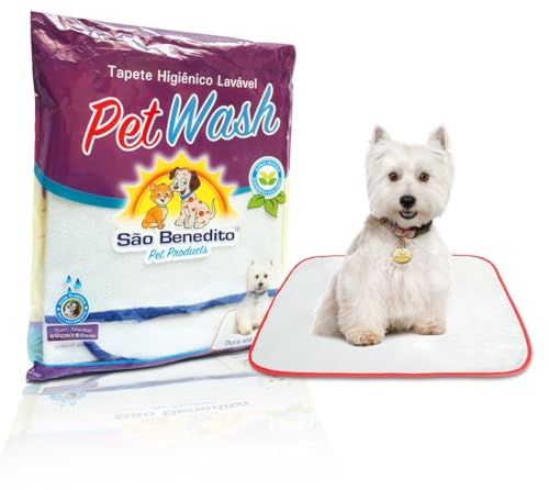 Tapete Higiênico Lavável Pet Wash M 80x60cm Branco – Polipropileno e Polietileno para Cães