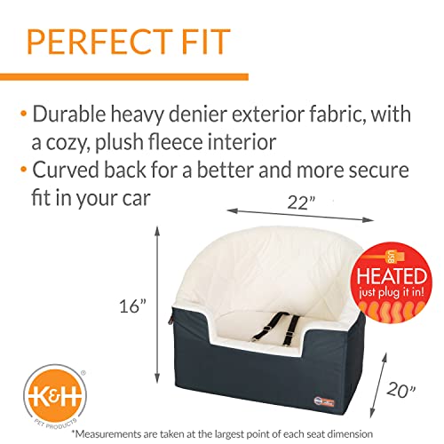 K&H Pet Products Bucket Booster Dog Seat with Safety Leashes, Washable, Sturdy for Small, Medium Dogs - Heated Charcoal/Cream - Thumbnail 2