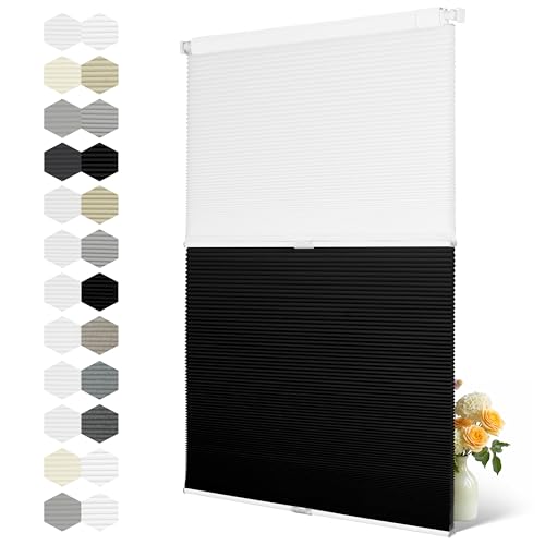 BERISSA No Drill Blackout Blinds,2-in-1 Day Night Cellular Shades,31" Wx36