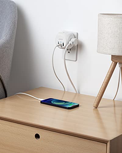 Anker Electrical Outlet Extender With 30W Usb C Charger , Multi Plug Outlet With 3 Usb Ports And 3-Outlet Extender,Power Delivery High-Speed Charging For Iphone 13/13 Pro/12, Cruise Ship, Home, Office #TOP6