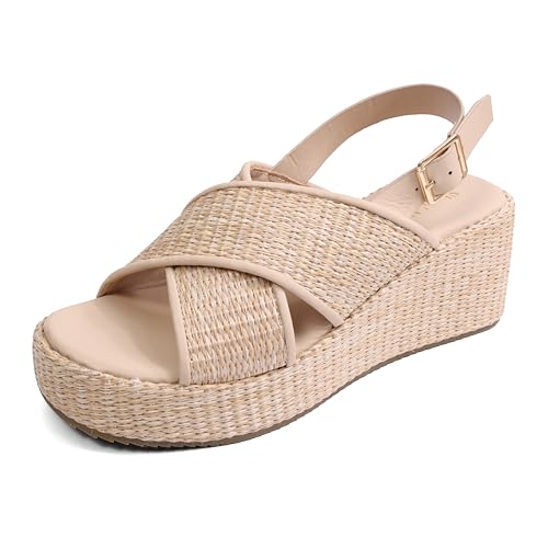Sandales compensées femme bout ouvert espadrilles sangle cheville boucle