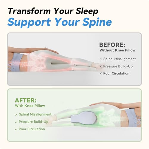 UJPFEO Knee Pillow for Side Sleepers,Leg Pillows for Sciatica,Knees,Hips,Joints Between Legs,Back Pain Relief When Side Sleeping Spine Alignment Support for Knee Surgery Recovery — view 5