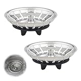 Oiieco Spülbecken Siebkörbchen 2er Set, Ø 80 mm, Mit DREI-Bein Gummidichtung, Kompatibel Mit IKEA ATLANT Und DOMSJÖ, Ersatzteil Für Spüle Siphon, Küche Stöpsel Sieb, Alter Typ