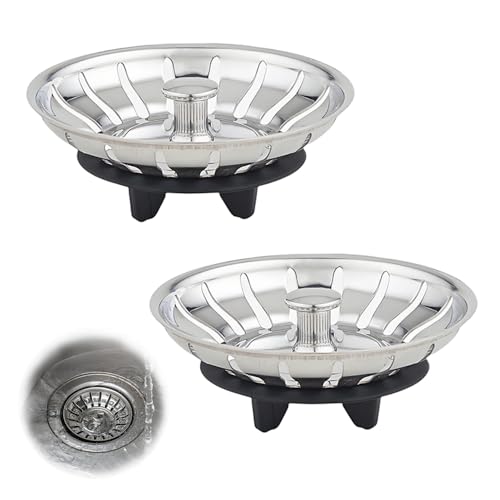 Oiieco Lot de 2 paniers d'évier - Diamètre : 80 mm - Avec joint en caoutchouc à trois pieds - Compatible avec IKEA ATLANT et DOMSJÖ - Pièce de rechange...