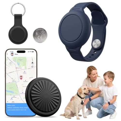 GPS-Tracker für Kinder Ohne ABO, Tracker Kinder Kompatibel mit iOS und Android, 7 Tage Routenwiedergabe, 365 Tage Akkulaufzeit, IP67 Wasserdicht, mit Silikon-Uhrenarmband, für K-inder, Senioren (Blau)