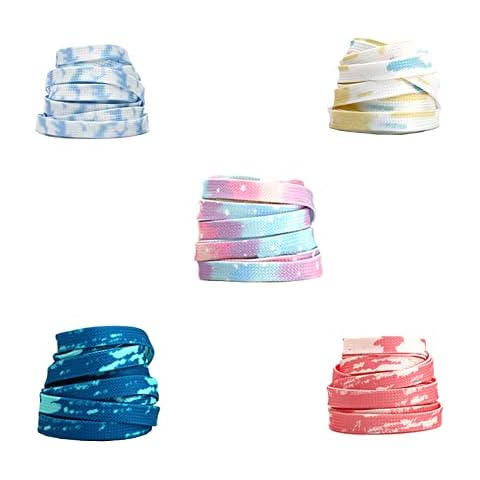 UUYYEO 5 Pairs Tie Dye Shoelaces Colorful Shoe Laces Rope Flat Shoestring Sneaker Shoe Strings for Kids Adults Cover