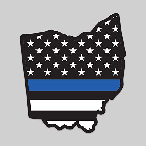 Ohio State Flag Thin Blue Line Vinyl Decal 5
