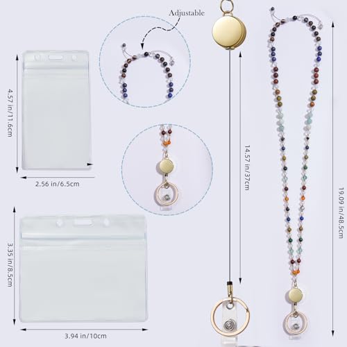 LEGENTLISUR Lanyards for ID Badges and Keys Teacher Lanyard for Women Cute Retractable Beaded Lanyards for ID Badge Holders - Image 2