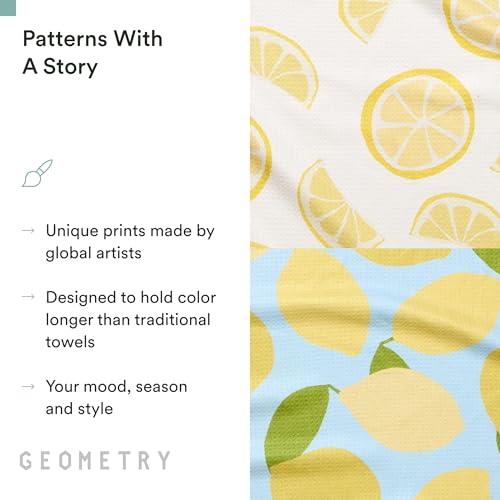 GEOMETRY Tea Towels – Spring & Summer Collection – Quick-Dry, Ultra-Absorbent, Reusable Microfiber Kitchen Towels for Drying & Cleaning - Main Squeeze - 2 Pack — view 5