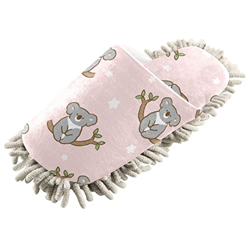 Microfiber Cleaning Slippers Cute Koala Washable Mop Shoes Slipper For Men/Women House Floor Dust Cleaner, Size M #TOP1