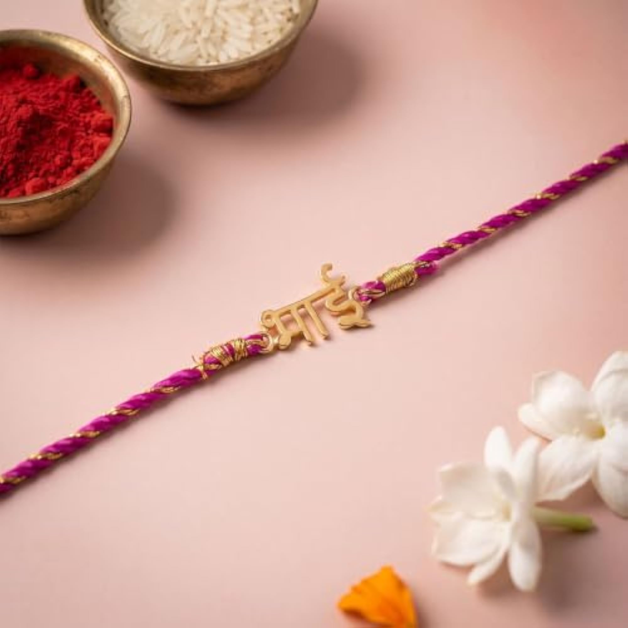 925 Silver Gold Plated BHAI Hindi Rakhi, Raksha Bandhan Gift
