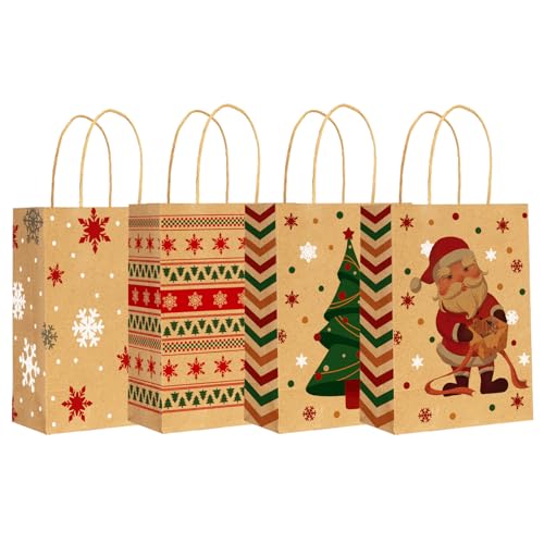 Image of Christmas Gift Paper Bags 24 Pack 5.8x3.2x8.25 in with Handles