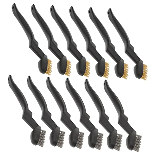 SOLUSTRE Wire Brush Set 12pcs Industrial Brush for Cleaning for Paint and Burrs Removal