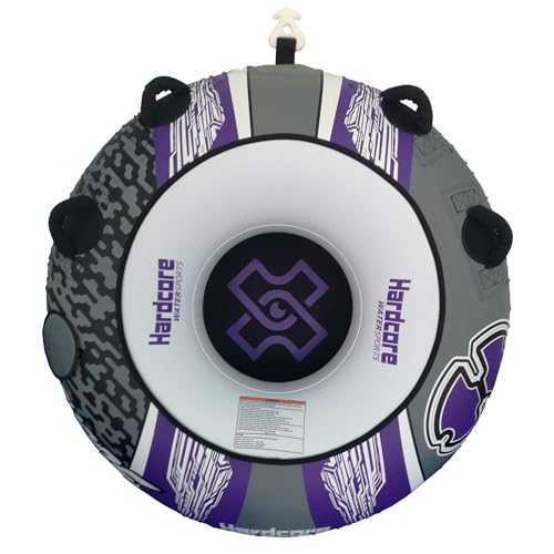 Hardcore Water Sports - Hardcore Towable Tube | Heavy Duty 54" Single Rider Boating Tube with Handles Purple