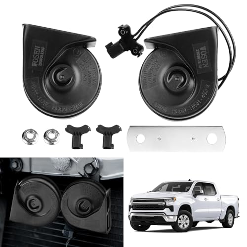 Autorder Car Horn Kit for Chevy Chevrolet Silverado 1500/2500/3500 2007-2025 Accessories Snail Loud Horn High Low Tone Waterproof Rustproof 12V Car Trumpet Replacement